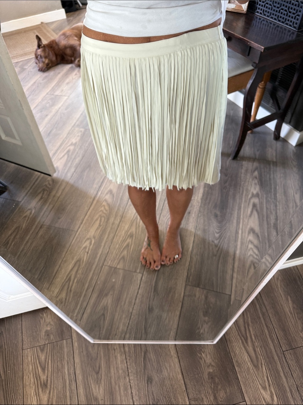 Zara Cream Fringe Mini Skirt size small see measurements